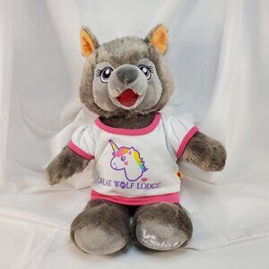 Great Wolf Lodge Build A Bear Violet the Gray Wolf Plush Doll Stuffed BABW 15"